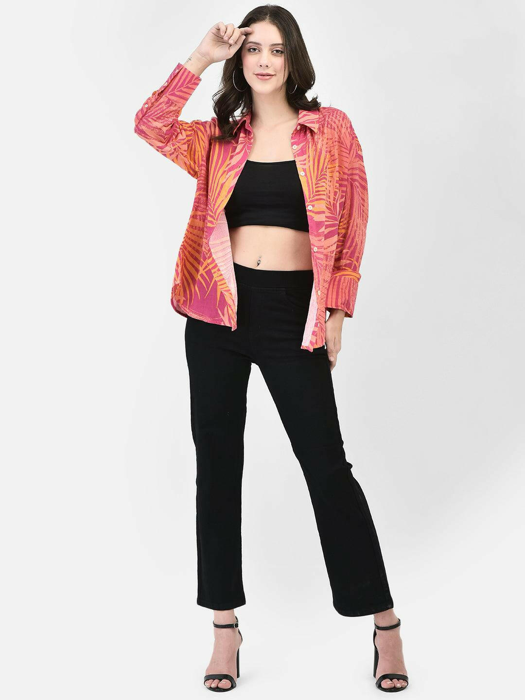 PINK PALM DELIGHT OVERSIZED SHIRT
