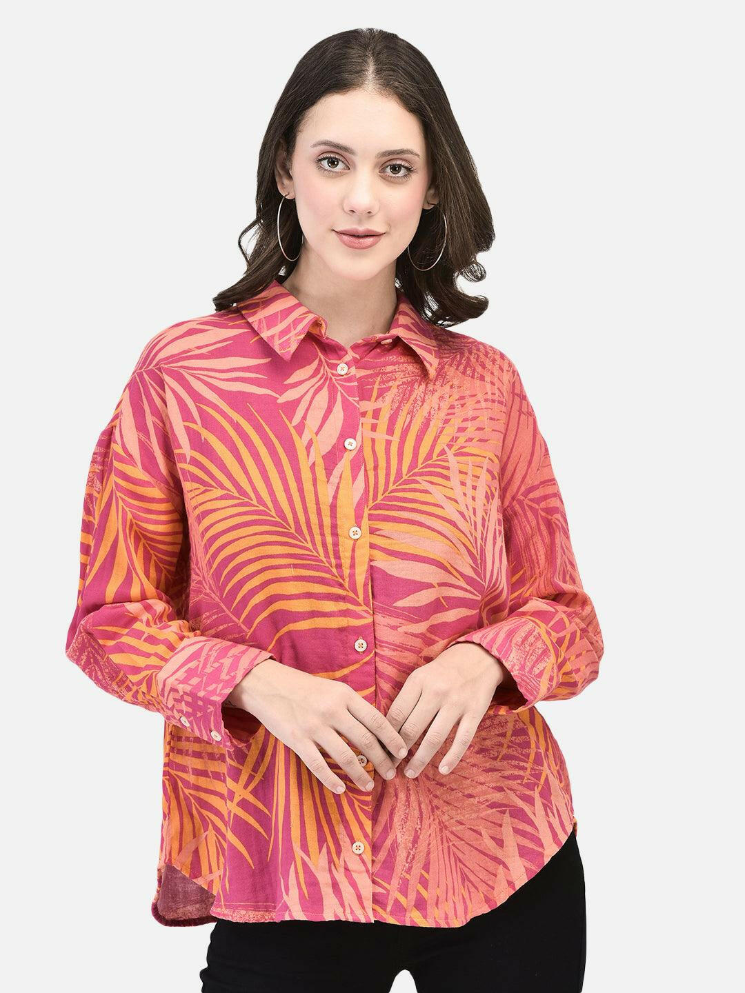 PINK PALM DELIGHT OVERSIZED SHIRT