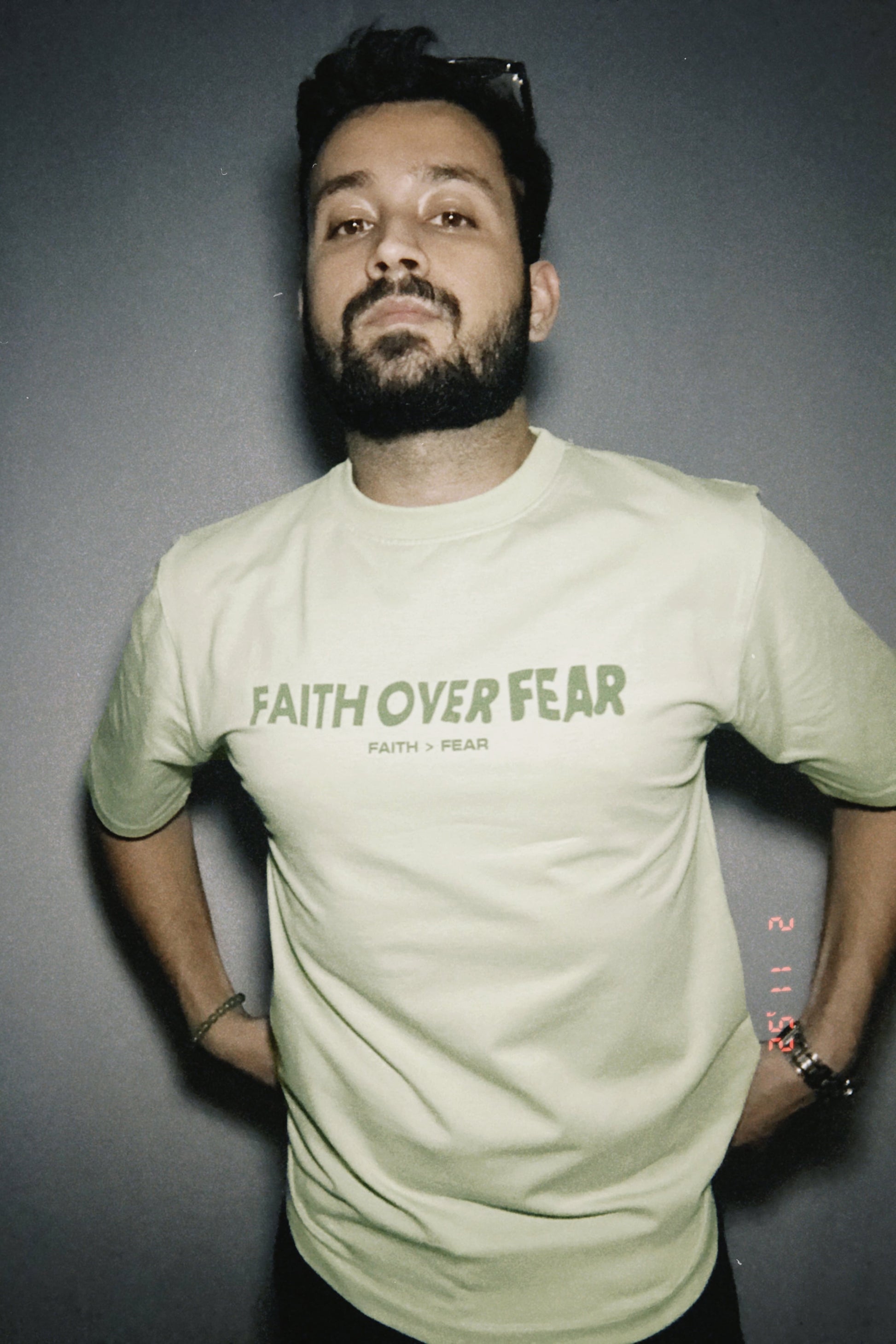 FAITH OVER FEAR PASTEL GREEN T-SHIRT