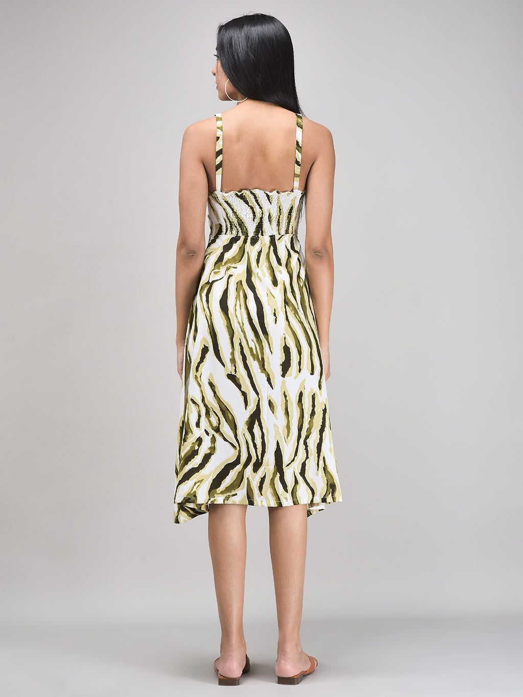 Lightweight midi dress with abstract floral design