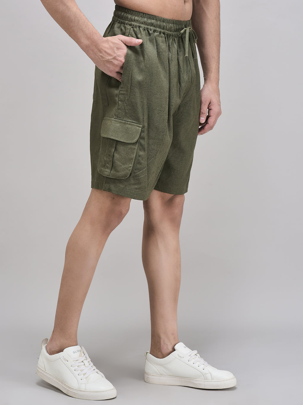 Elastic waistband cotton-linen shorts India