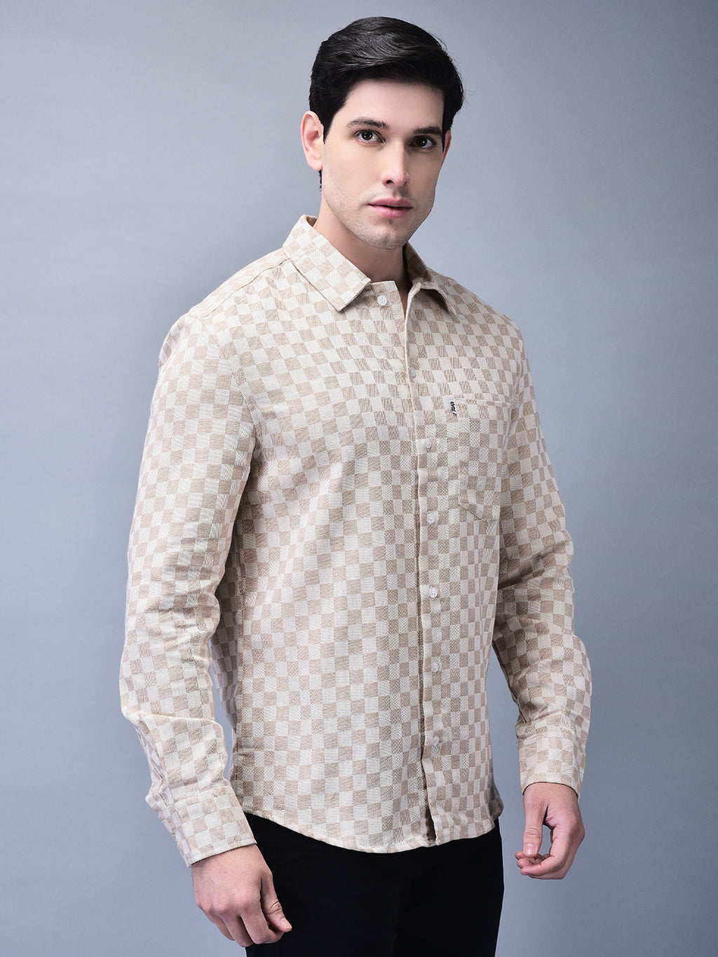UNISEX BEIGE TEXTURED OVERSIZED SHIRT