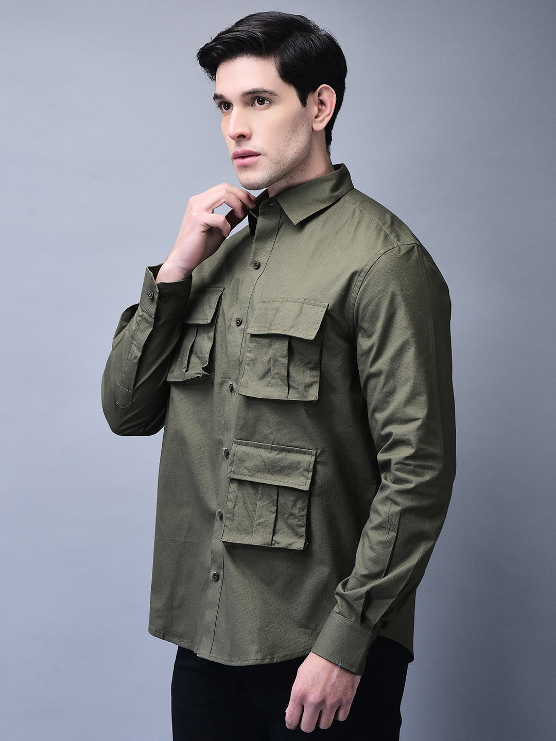 OlIVE GREEN CARGO SHIRT