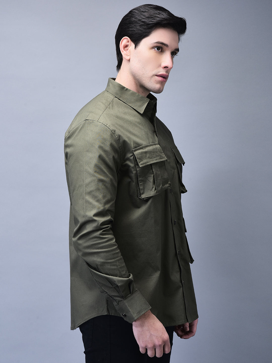 OlIVE GREEN CARGO SHIRT