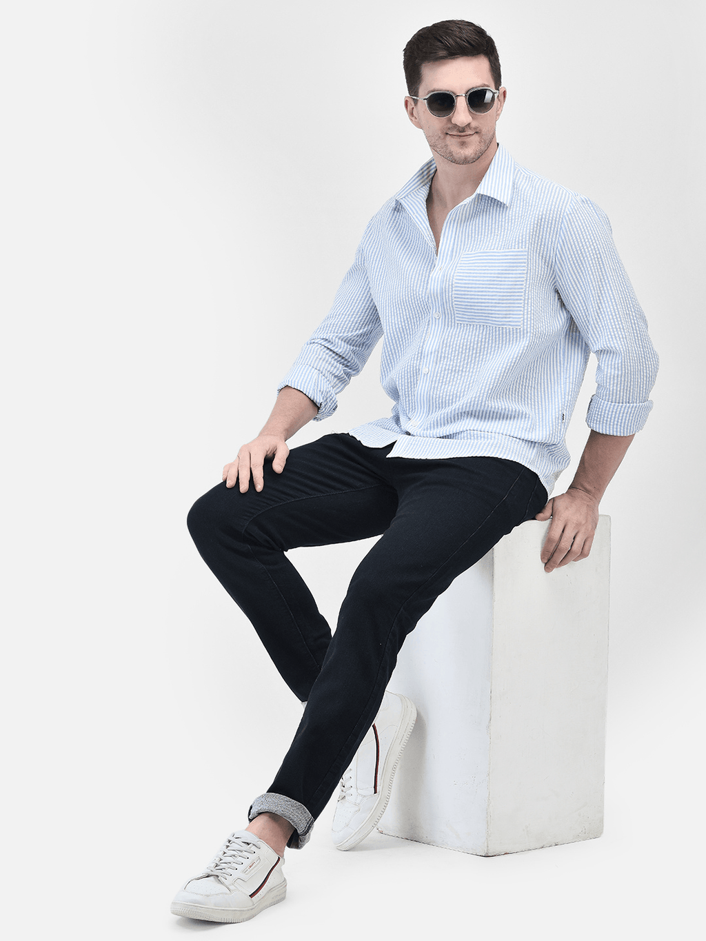 MARITIME BLUE SEERSUCKER SHIRT