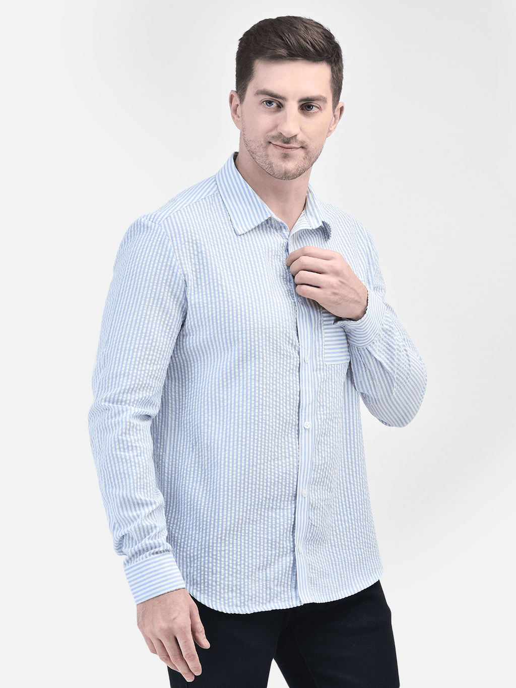 MARITIME BLUE SEERSUCKER SHIRT