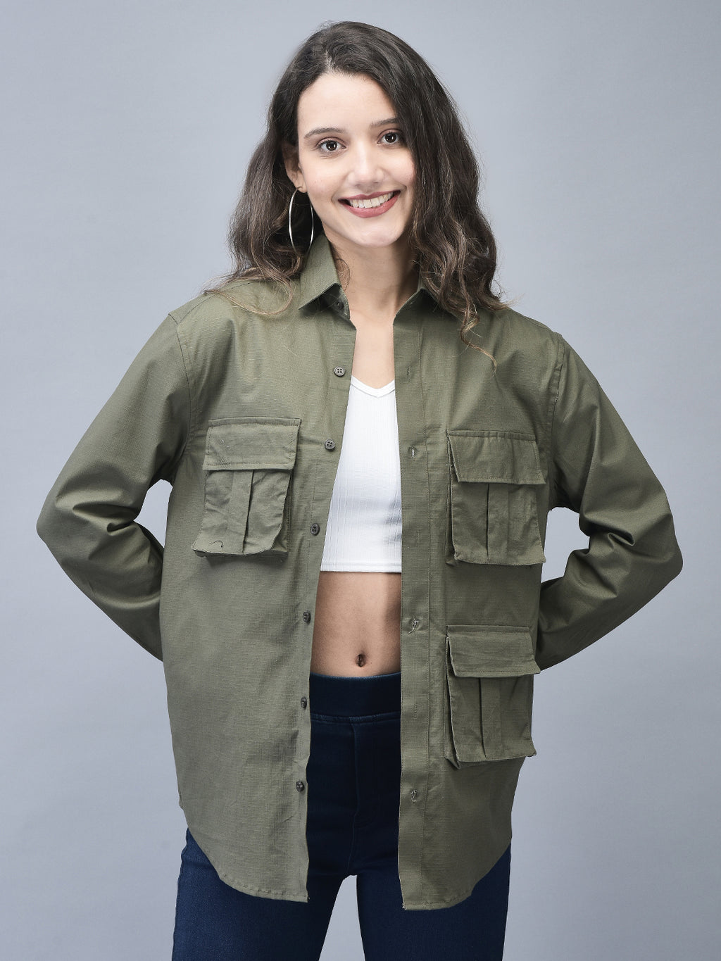 OLlVE GREEN CARGO SHIRT