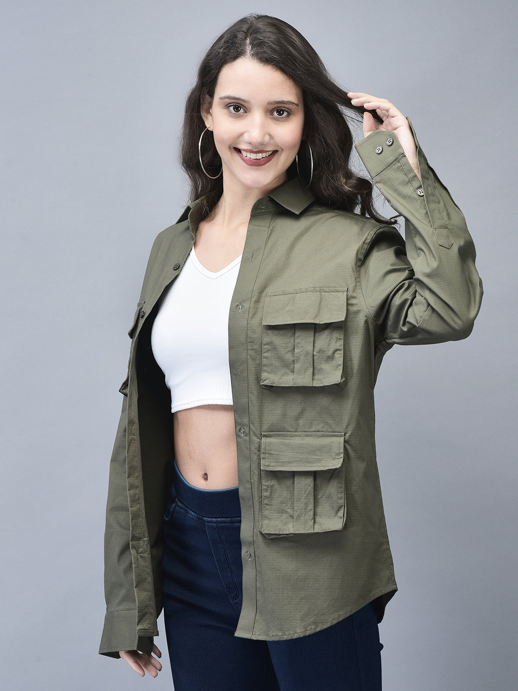 OLlVE GREEN CARGO SHIRT