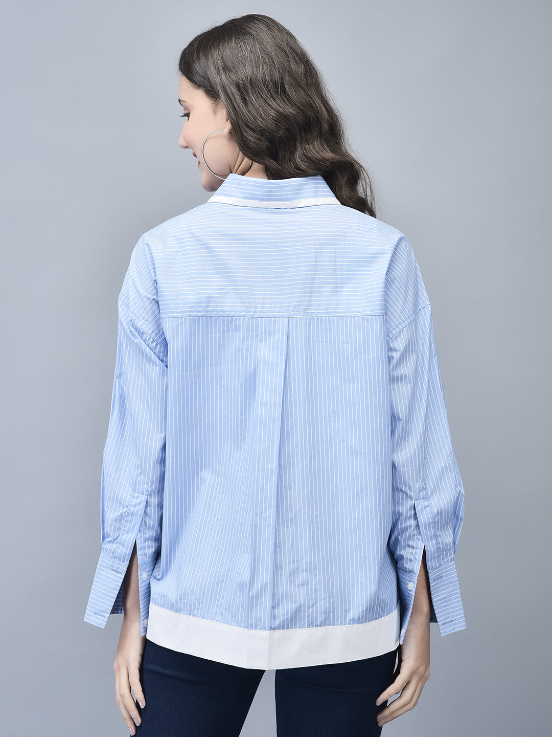 PINSTRIPES BLUE COTTON SHIRT