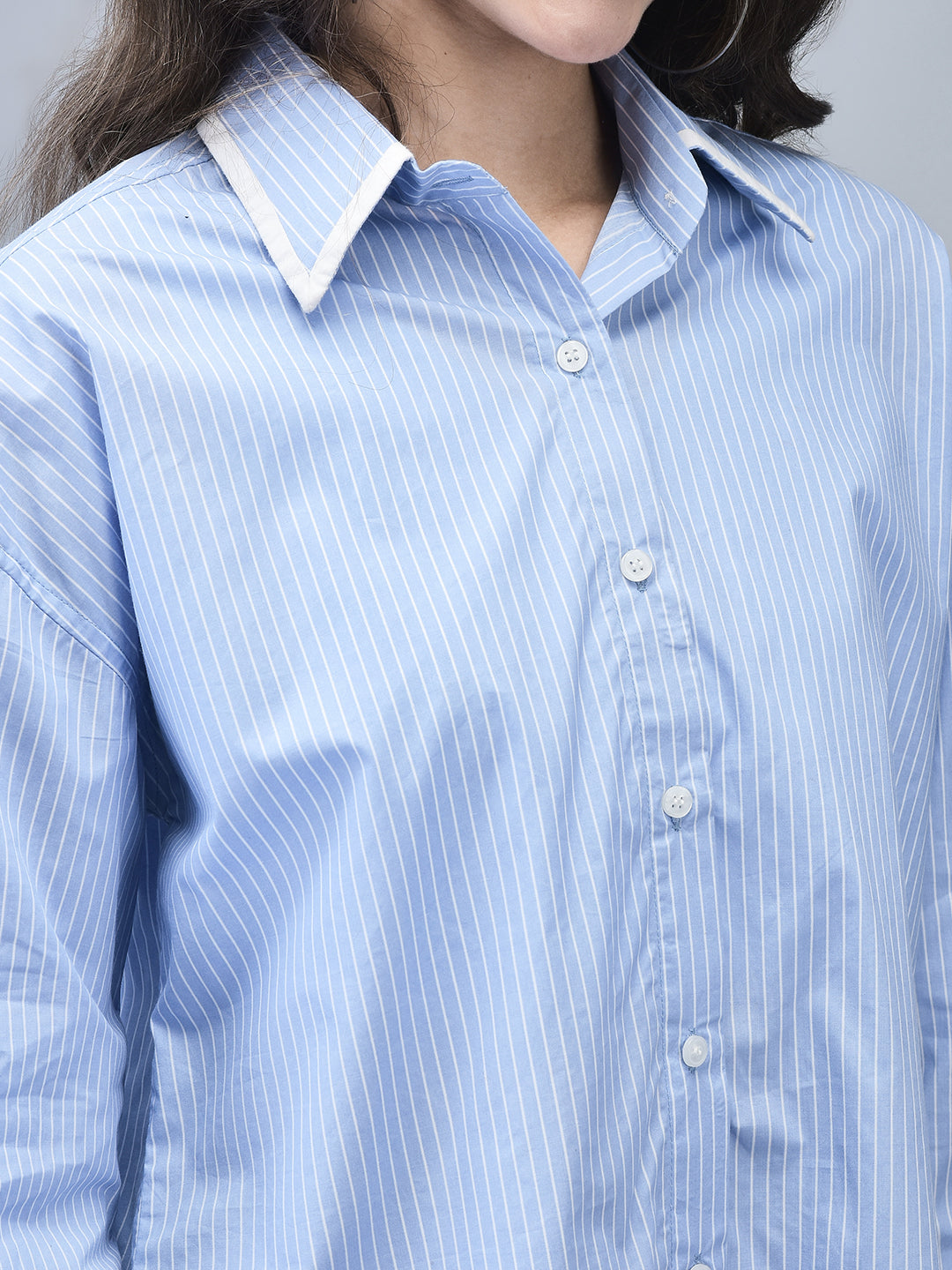 PINSTRIPES BLUE COTTON SHIRT