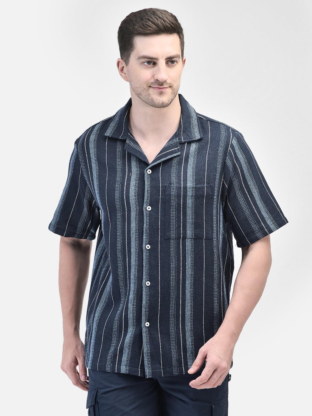 URBAN RESORT NAVY BLUE STRIPE SHIRT