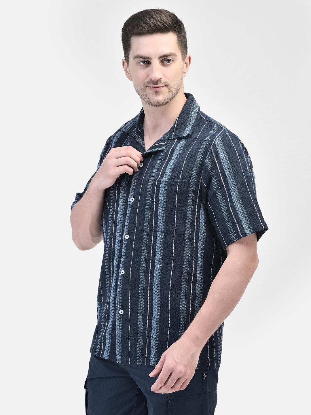 URBAN RESORT NAVY BLUE STRIPE SHIRT