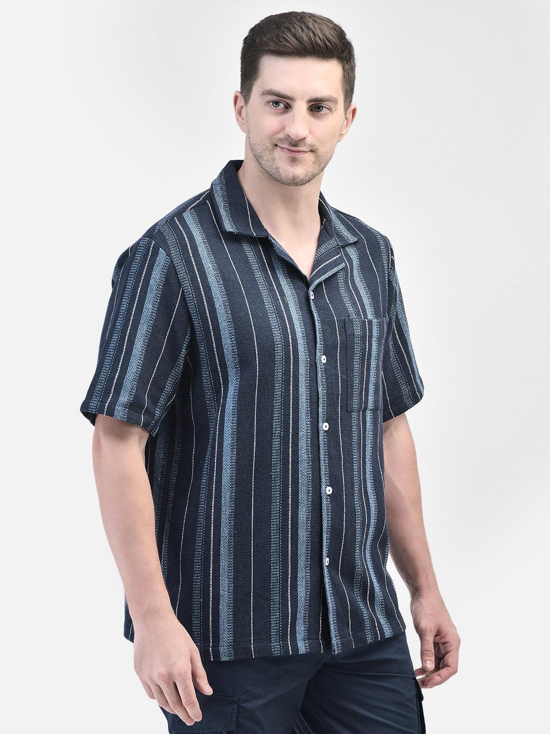 URBAN RESORT NAVY BLUE STRIPE SHIRT