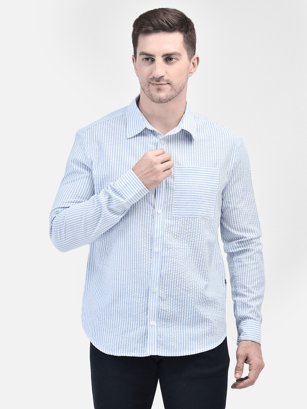 MARITIME BLUE SEERSUCKER SHIRT