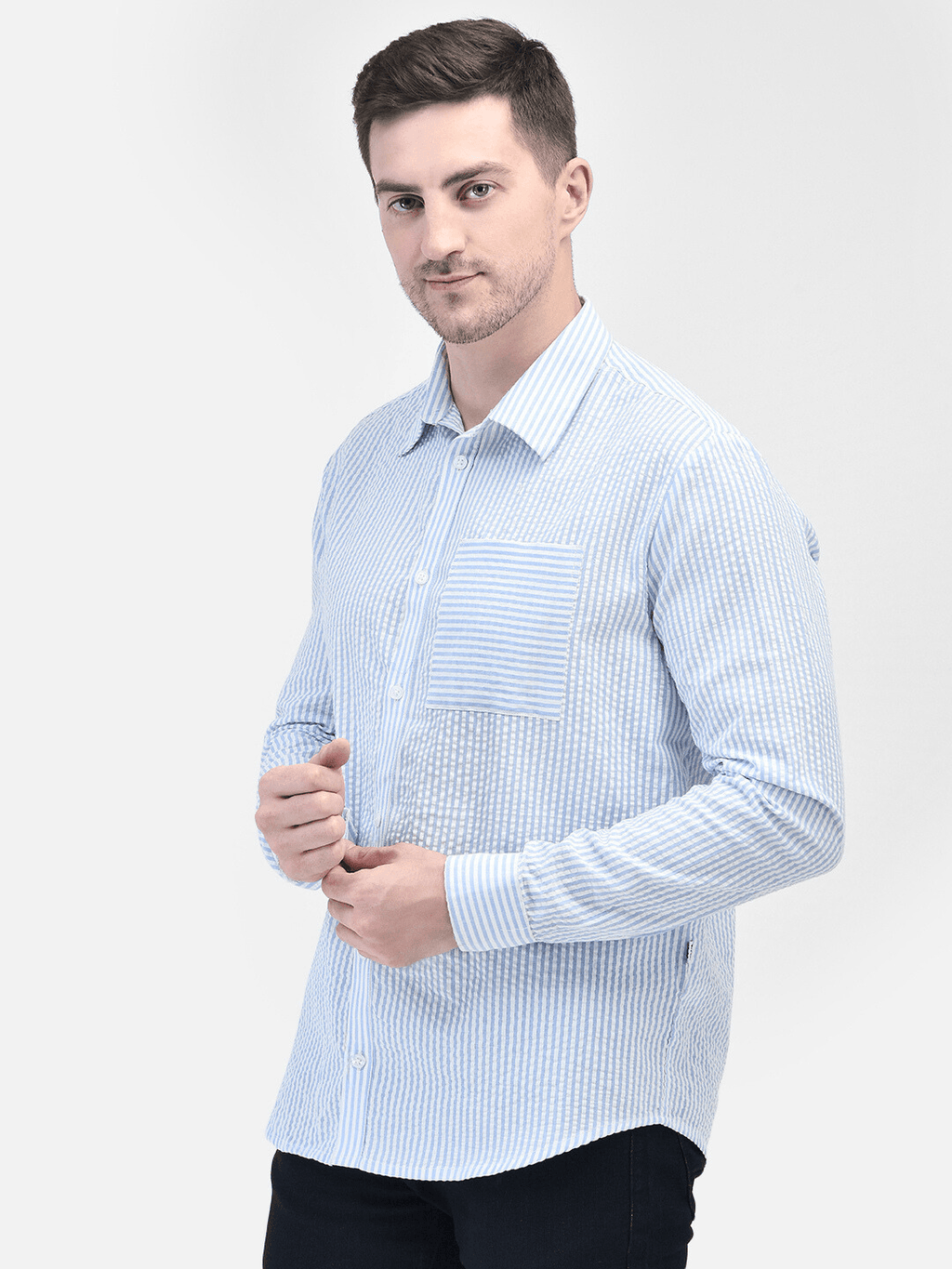 MARITIME BLUE SEERSUCKER SHIRT
