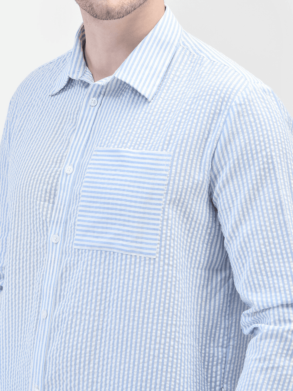 MARITIME BLUE SEERSUCKER SHIRT