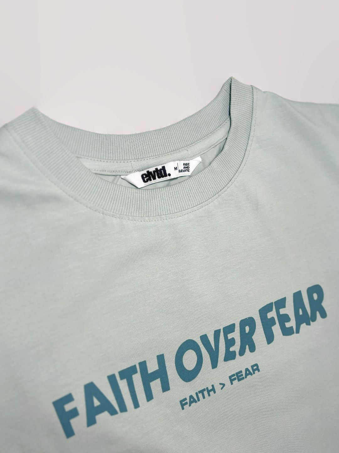 FAITH OVER FEAR POWDER BLUE T-SHIRT