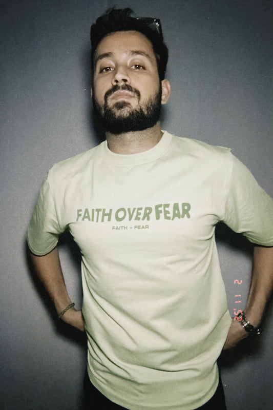 FAITH OVER FEAR PASTEL GREEN T-SHIRT