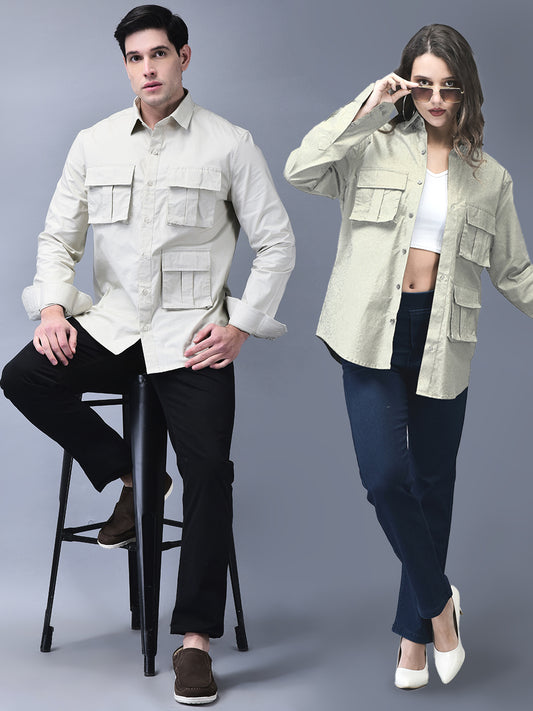 STYLISH BEIGE CARGO UNISEX SHIRT